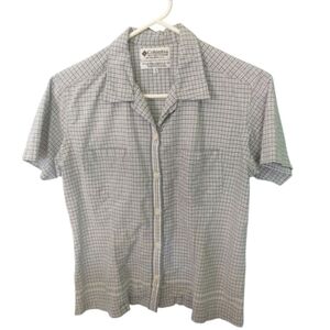 Columbia Gray Casual Button Down Shirt Gingham Pattern Size Small